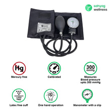 Load image into Gallery viewer, Sahyog Wellness Manual Aneroid Sphygmomanometer Blood Pressure Monitor (Black)