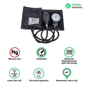 Sahyog Wellness Manual Aneroid Sphygmomanometer Blood Pressure Monitor (Black)