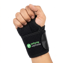 Load image into Gallery viewer, Sahyog Wellness Wrist Brace with Thumb &amp; Wrist Support for Men &amp; Women | Adjustable Compression Wrist Support for Pain Relief, Sprain, Tendonitis, Carpal Tunnel | Lightweight &amp; Breathable (Black)