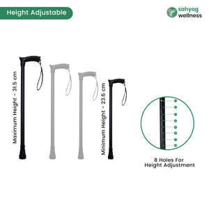 Sahyog Wellness Height Adjustable Walking Stick for Elderly & Physically Challenged (White)