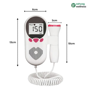 Sahyog Wellness Fetal Doppler with Battery & Built-in Speaker for Fetal Heart Rate Monitor for Home and Clinic (White & Pink)