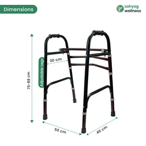 Sahyog Wellness Height Adjustable Folding Walker for Adults, Senior Citizens and Patients - Made in India (Black)