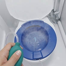Load image into Gallery viewer, Sahyog Wellness Sitz Bath for Toilet Seat | Sitz Bath Basin with Air Pump &amp; Tube | Hemorrhoids, Piles, Postpartum &amp; Perineal Care | Durable Medical Grade Plastic | Easy to Use | Blue