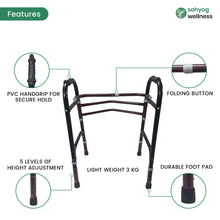 Load image into Gallery viewer, Sahyog Wellness Height Adjustable Folding Walker for Adults, Senior Citizens and Patients - Made in India (Black)