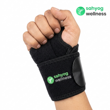 Load image into Gallery viewer, Sahyog Wellness Wrist Brace with Thumb &amp; Wrist Support for Men &amp; Women | Adjustable Compression Wrist Support for Pain Relief, Sprain, Tendonitis, Carpal Tunnel | Lightweight &amp; Breathable (Black)
