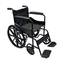 Load image into Gallery viewer, Sahyog Wellness Mag Wheel Powder Coated Regular Foldable Wheelchair with Upto 100 KG capacity (Black)