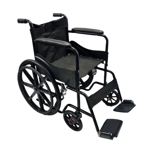 Sahyog Wellness Mag Wheel Powder Coated Regular Foldable Wheelchair with Upto 100 KG capacity (Black)