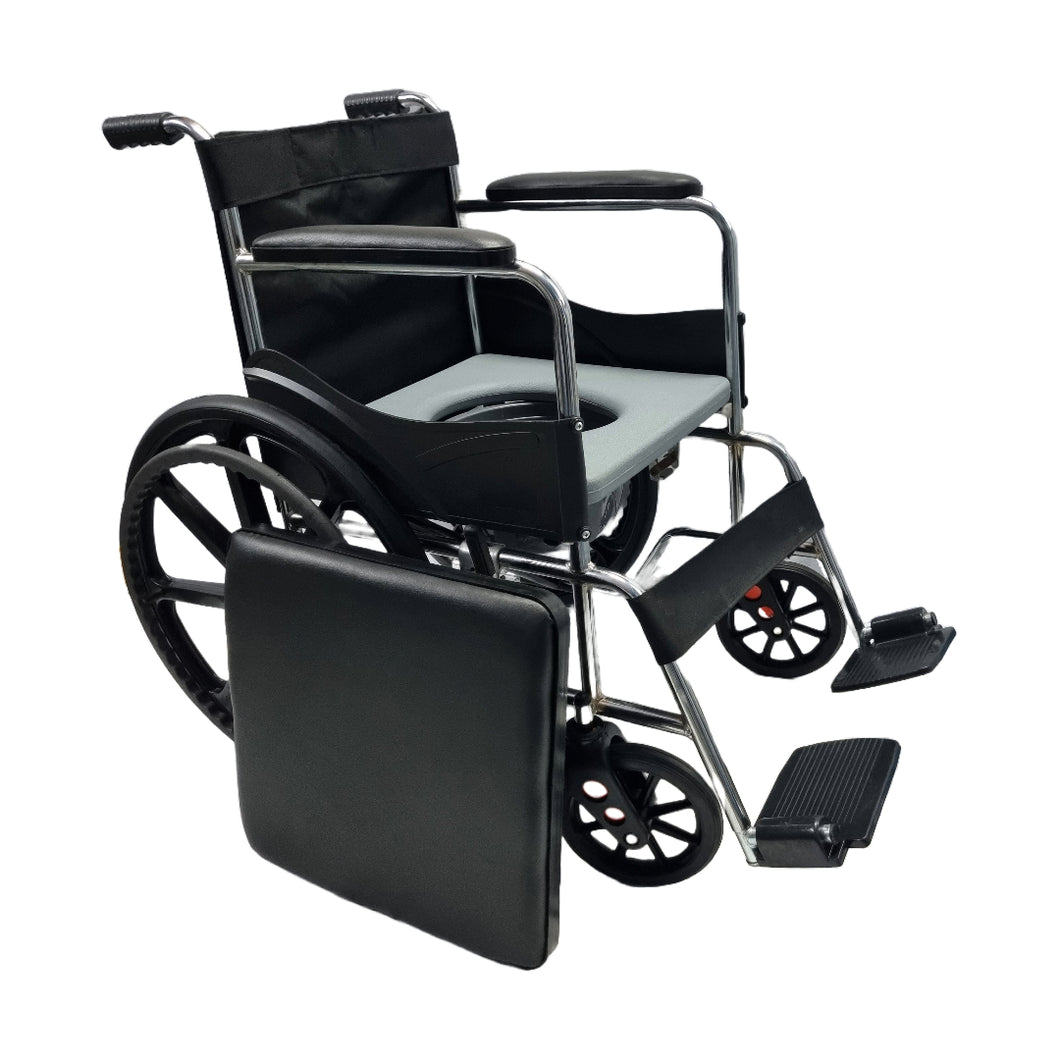 Sahyog Wellness Mag Wheel Steel Commode Foldable Wheelchair with Upto 100 KG capacity (Black)