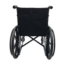 Load image into Gallery viewer, Sahyog Wellness Mag Wheel Steel Commode Foldable Wheelchair with Upto 100 KG capacity (Black)