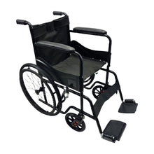 Load image into Gallery viewer, Sahyog Wellness Spoke Wheel Powder Coated Regular Foldable Wheelchair with Upto 100 KG capacity (Black)