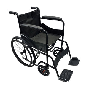Sahyog Wellness Spoke Wheel Powder Coated Regular Foldable Wheelchair with Upto 100 KG capacity (Black)