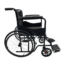 Load image into Gallery viewer, Sahyog Wellness Spoke Wheel Powder Coated Regular Foldable Wheelchair with Upto 100 KG capacity (Black)
