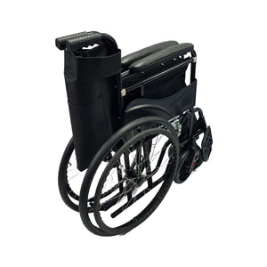 Sahyog Wellness Spoke Wheel Powder Coated Regular Foldable Wheelchair with Upto 100 KG capacity (Black)
