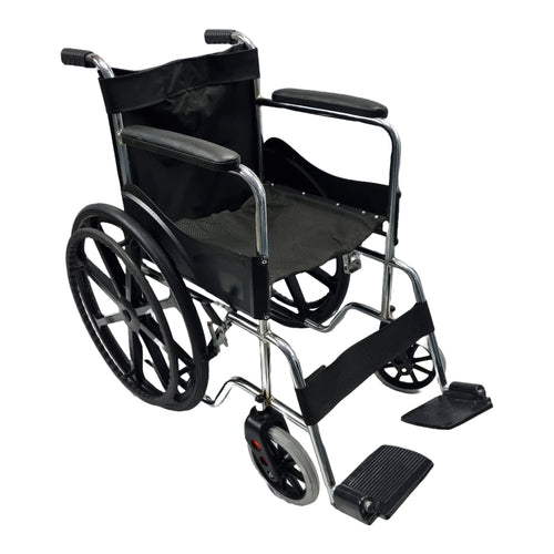 Sahyog Wellness Mag Wheel Steel Regular Foldable Wheelchair with Upto 100 KG capacity (Black)