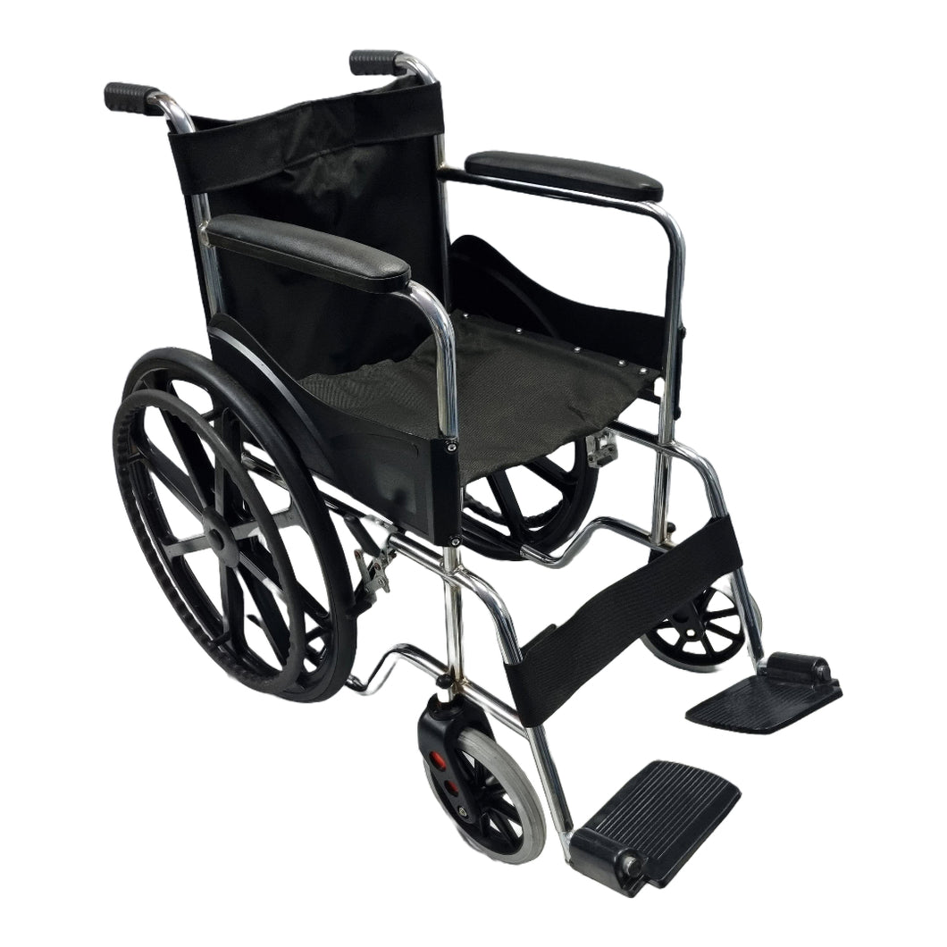Sahyog Wellness Mag Wheel Steel Regular Foldable Wheelchair with Upto 100 KG capacity (Black)
