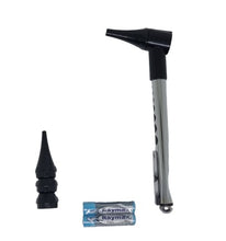 Load image into Gallery viewer, Sahyog Wellness Mini ENT Metal Pen Shaped Otoscope with Three Attachment Funnel Shape Shine Beam Flash Light, Clear Visibility Diagnostic Optical Pen (Black)