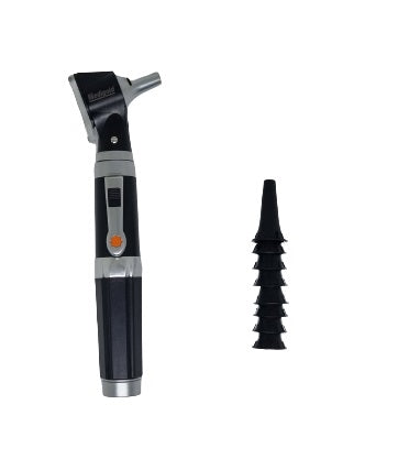 Sahyog Wellness Mini ENT Pen Shaped High Quality Otoscope with Eight Attachment Funnel Shape Shine Beam Flash Light, Clear Visibility Diagnostic Optical Pen for Doctors, Nurses and Stundents (Black)
