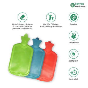 Sahyog Wellness Hot Water Bottle with Cover (Cover color may vary)