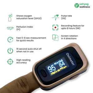 Sahyog Wellness Next Gen OLED Type Fingertip Pulse Oximeter with Recording Feature