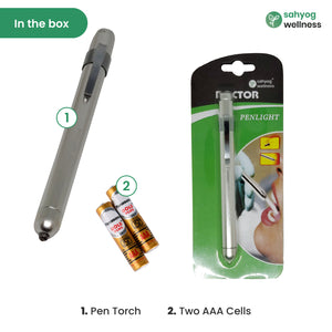Sahyog Wellness Metal Mini Medical Pocket Pen Torch (Silver)