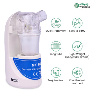 Sahyog Wellness Ultrasonic Nebulizer Machine (MY - 520A) with Nebulizer Kit including Children and Adult Masks